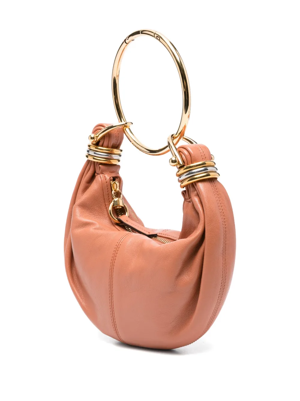 Chloé Kleine leren shopper met polsband Bruin