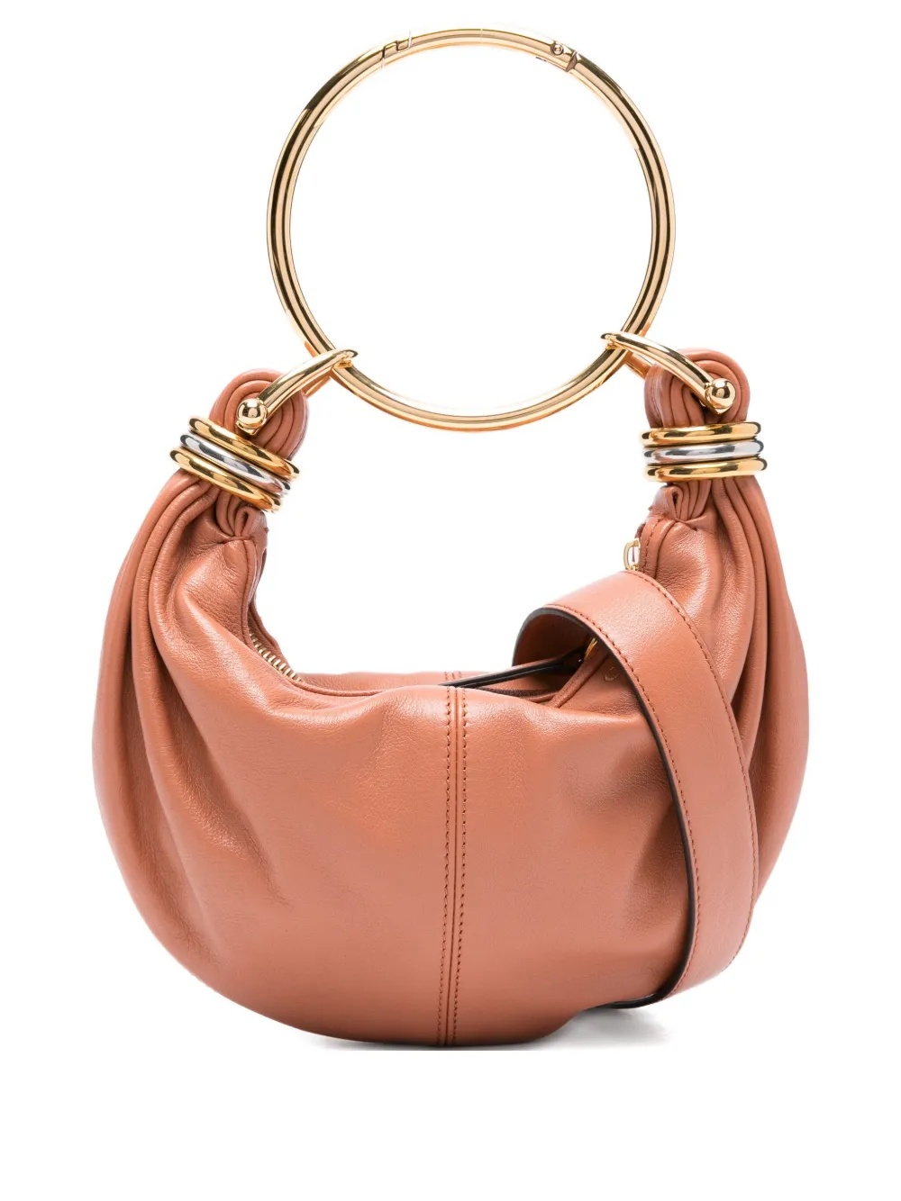 Chloé Kleine leren shopper met polsband Bruin