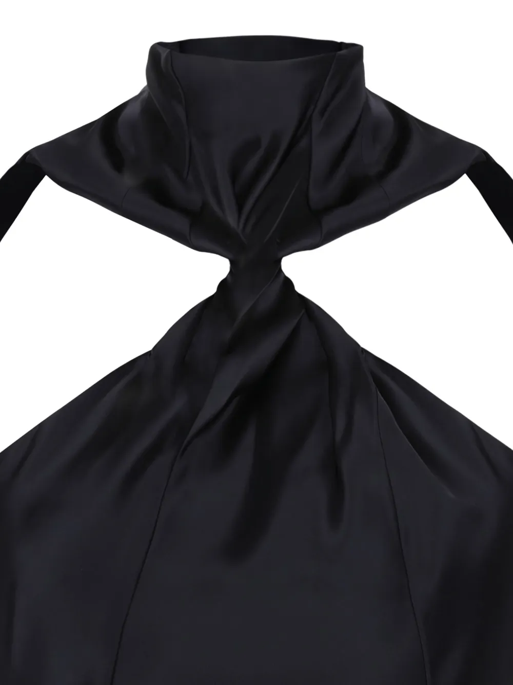 Attico High-neck Twisted Maxi Dress In Black