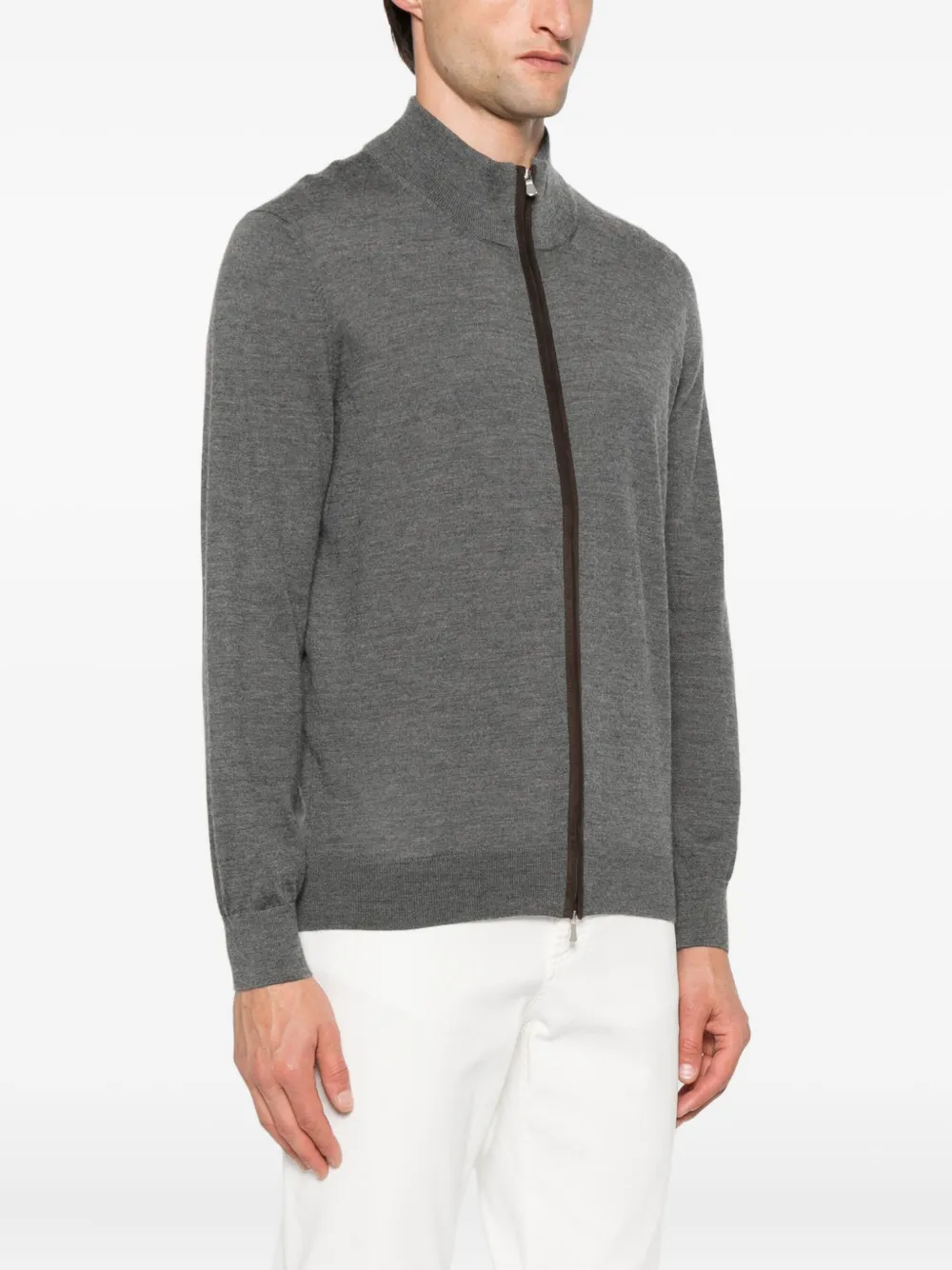 Gran Sasso Zip-fastening High-neck Cardigan In Gray