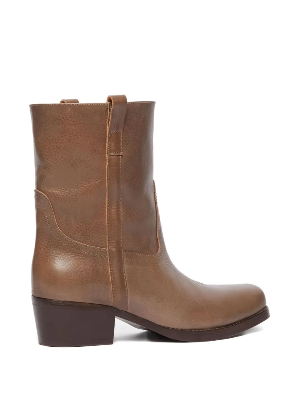 Weekend Max Mara Ranch Leather Cowboy Boots In Brown