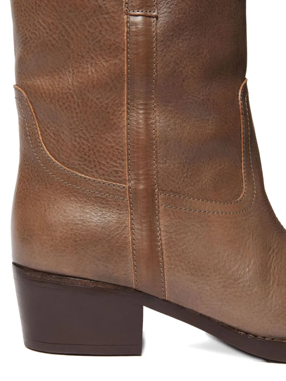 Weekend Max Mara Ranch Leather Cowboy Boots In Brown