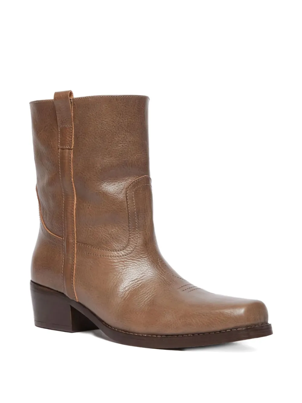 Weekend Max Mara Ranch Leather Cowboy Boots In Brown