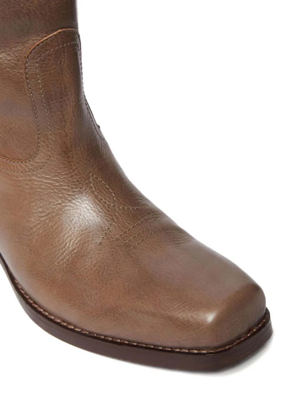 Weekend Max Mara Ranch Leather Cowboy Boots In Brown