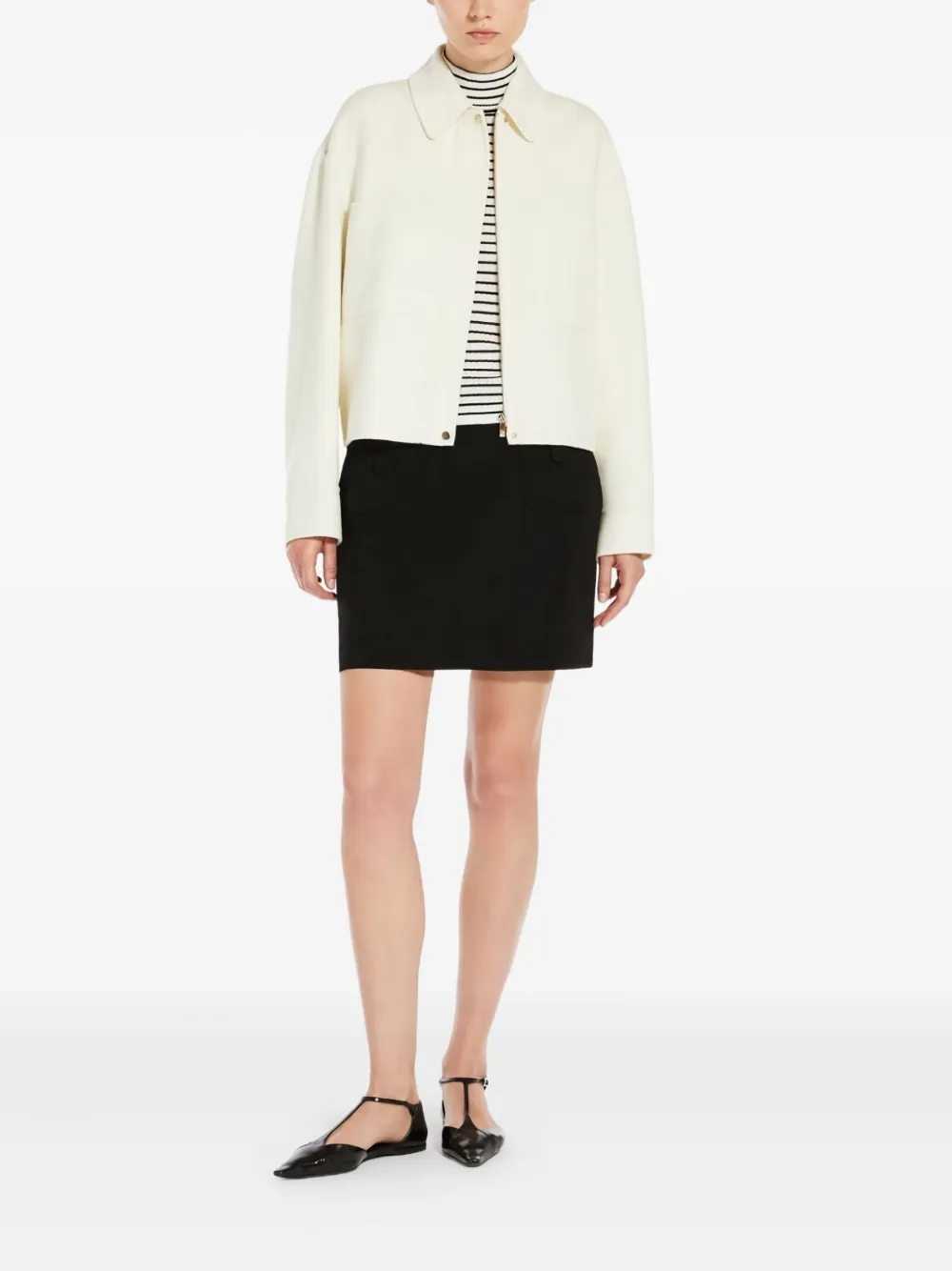 Max Mara classic-collar jacket Wit
