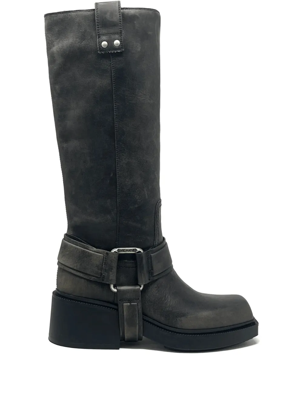 Vic Matie buckle-strap leather boots Grey