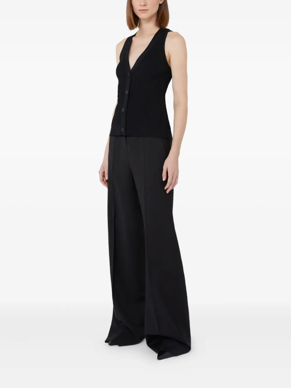 Max Mara Geribbelde spencer met knopen 002|BLACK