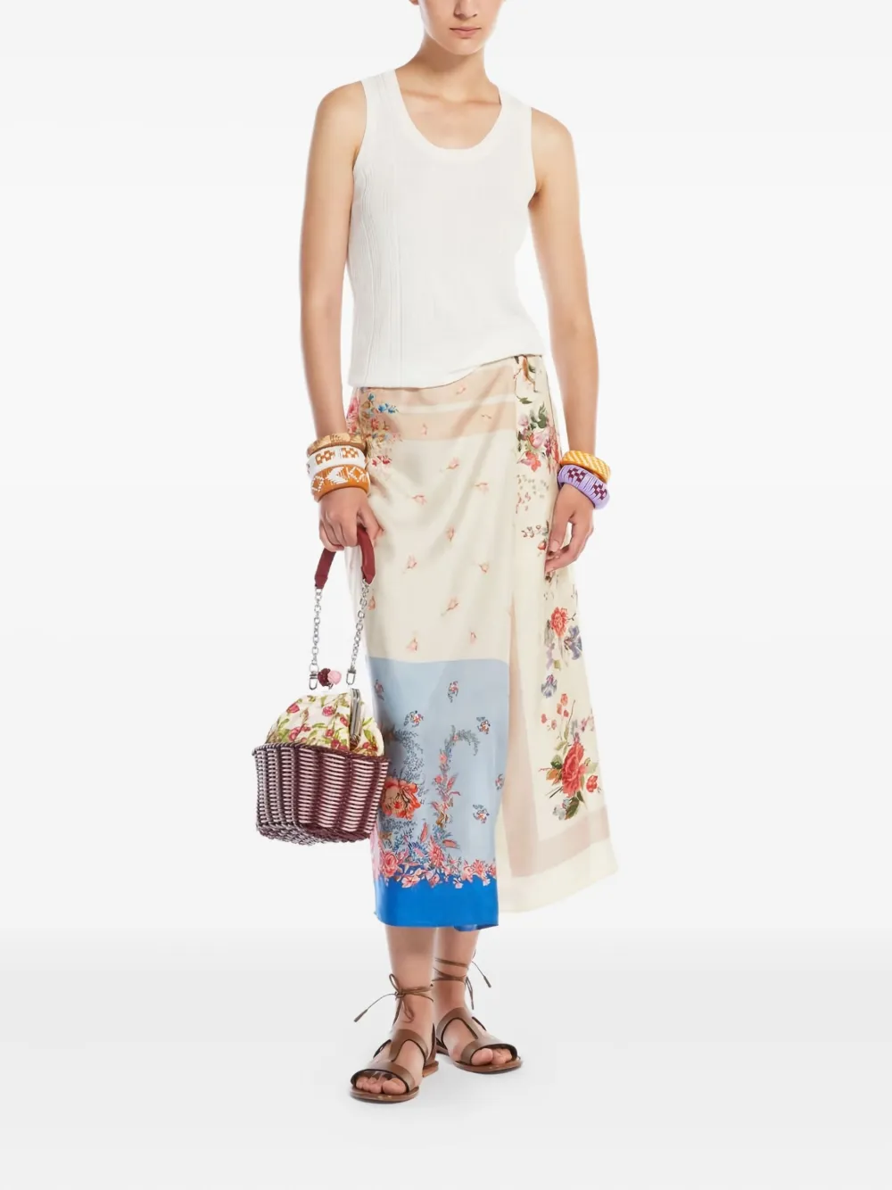 Weekend Max Mara Zijden high-waist rok Beige