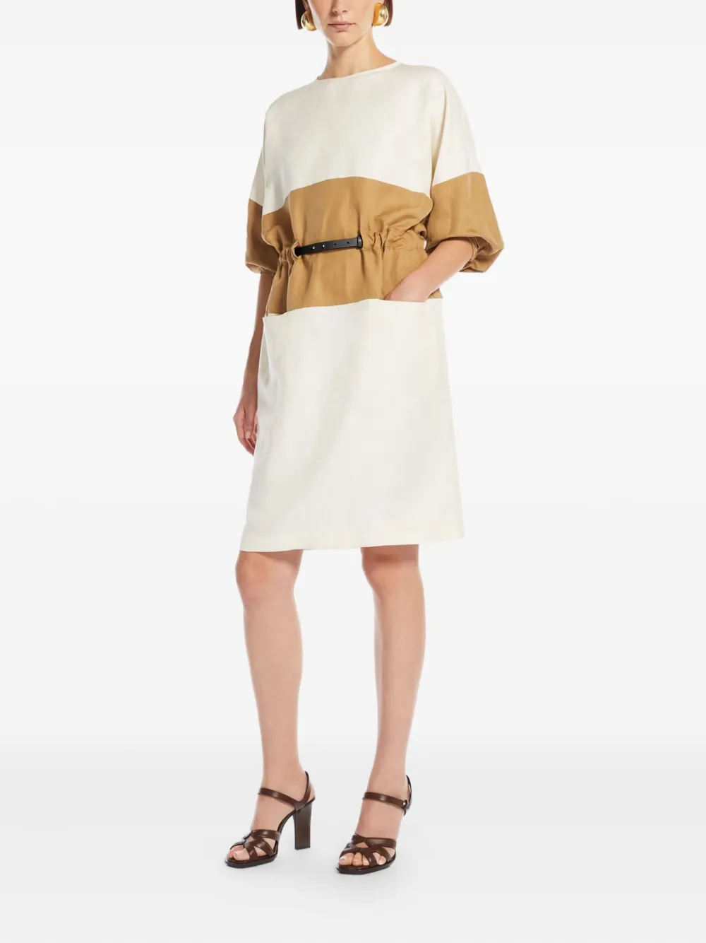Max Mara Jurk van linnenblend Beige