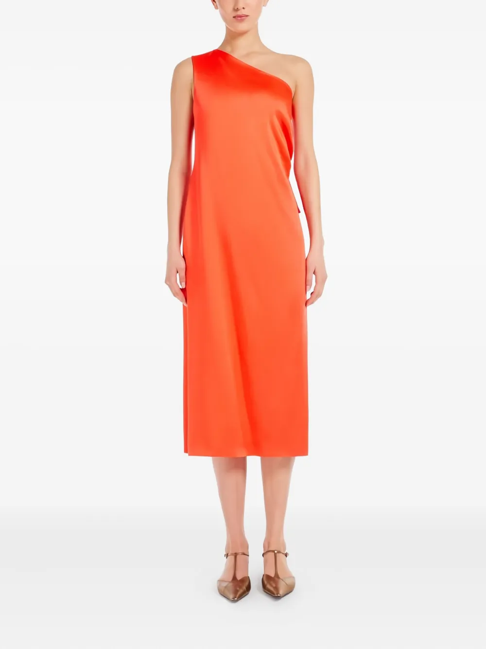 one-shoulder midi dress