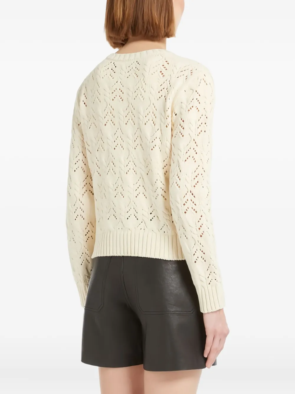 Weekend Max Mara Panaria open-stitch cardigan Beige