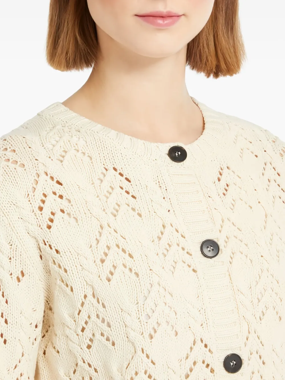 Weekend Max Mara Panaria open-stitch cardigan Beige