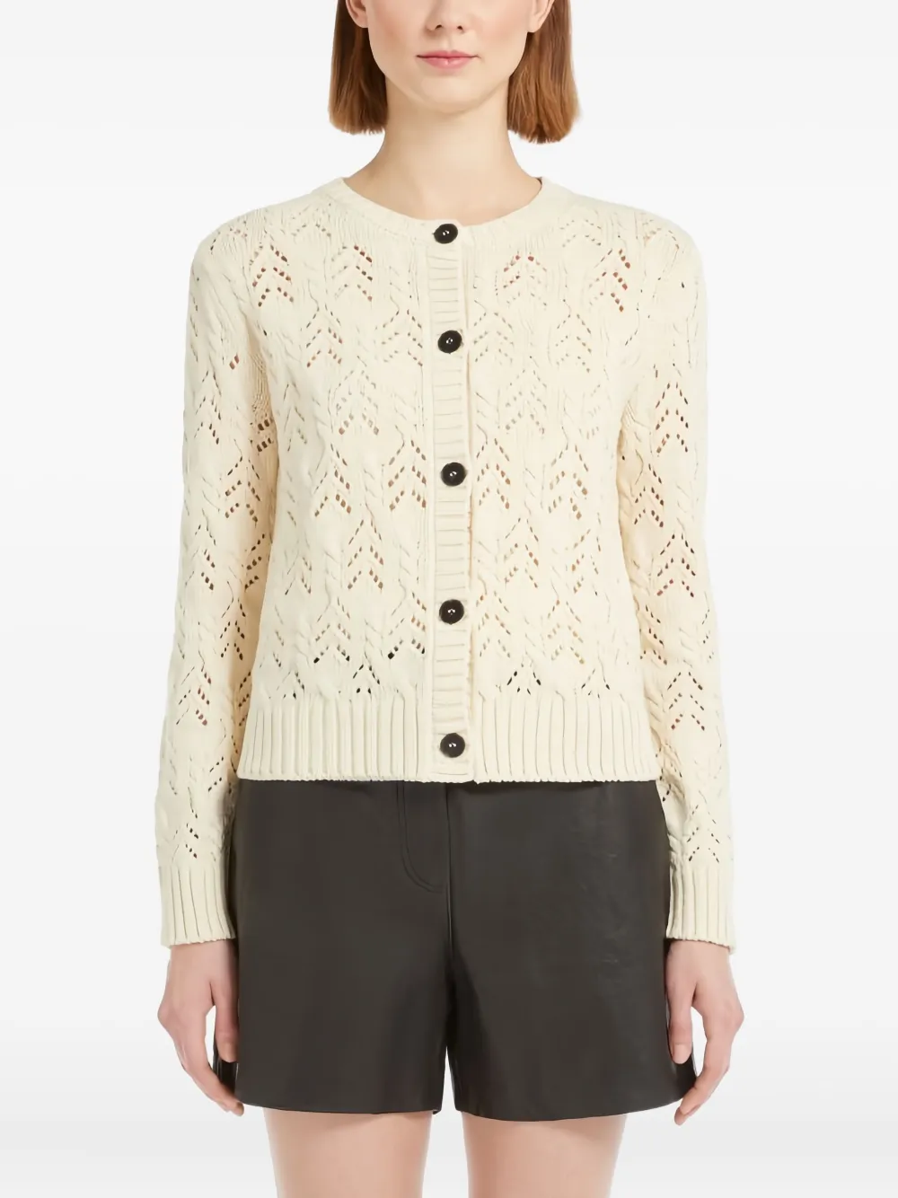 Weekend Max Mara Panaria open-stitch cardigan Beige