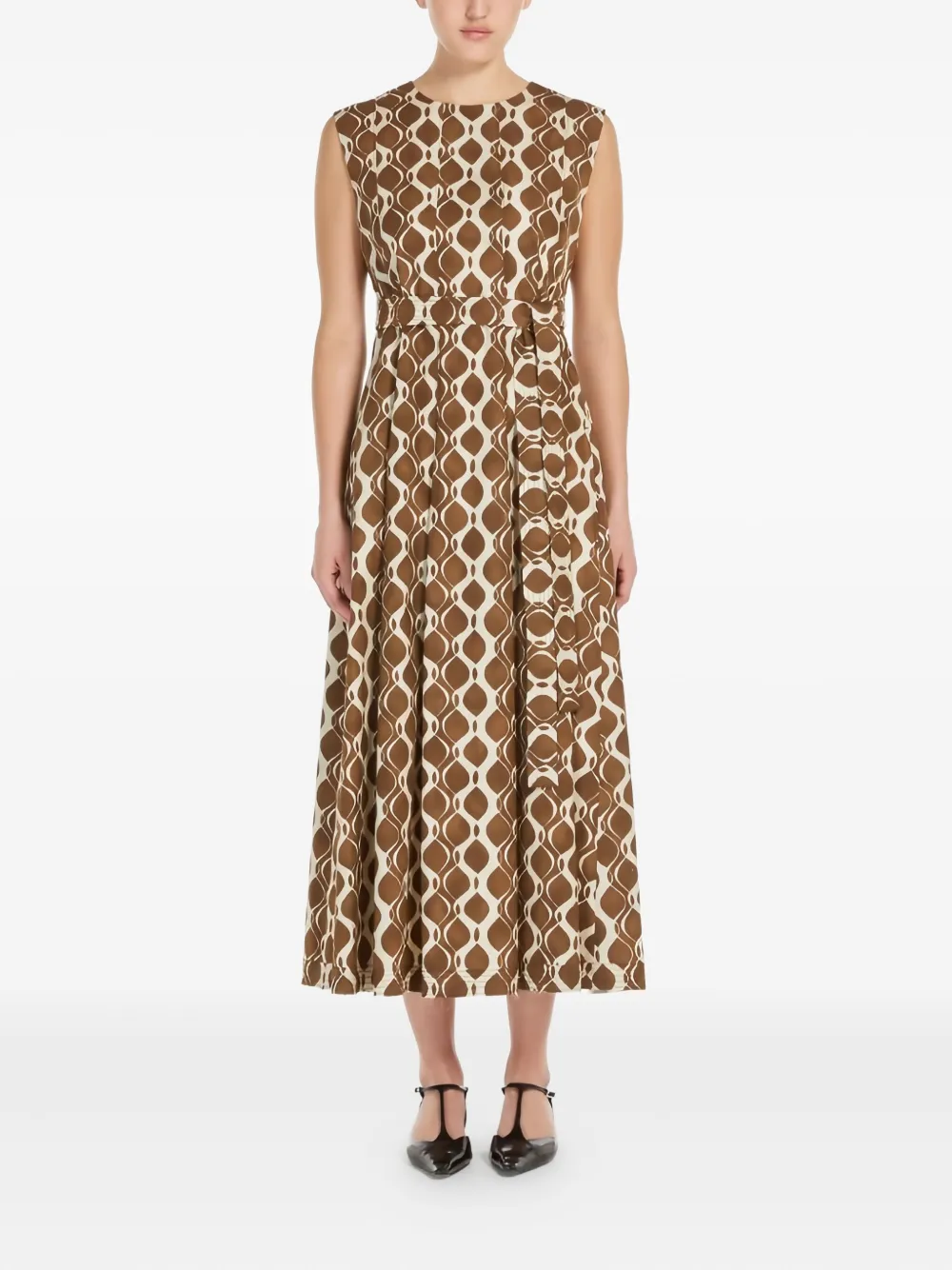 'S Max Mara geometric-print sleeveless dress 001 ECRU