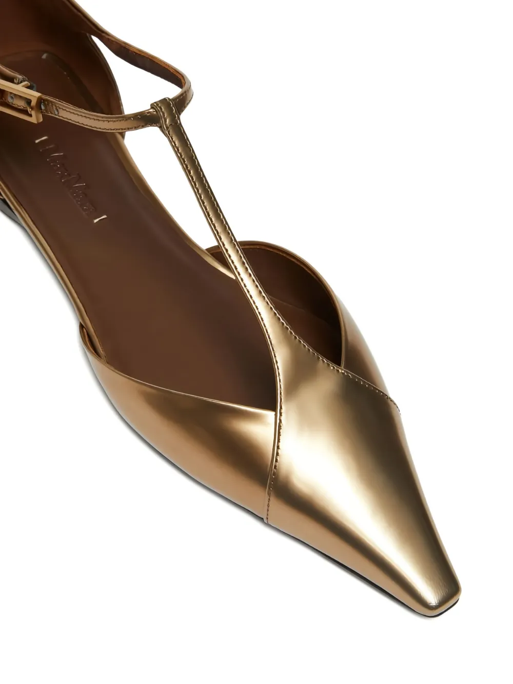 Metallic Pointed-Toe Ballet Flats