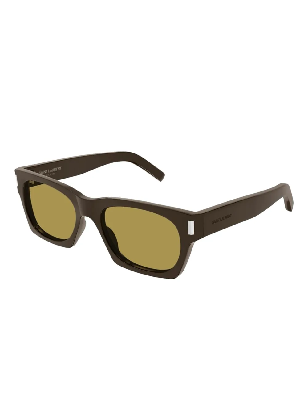 Saint Laurent Zonnebril met vierkant montuur Bruin