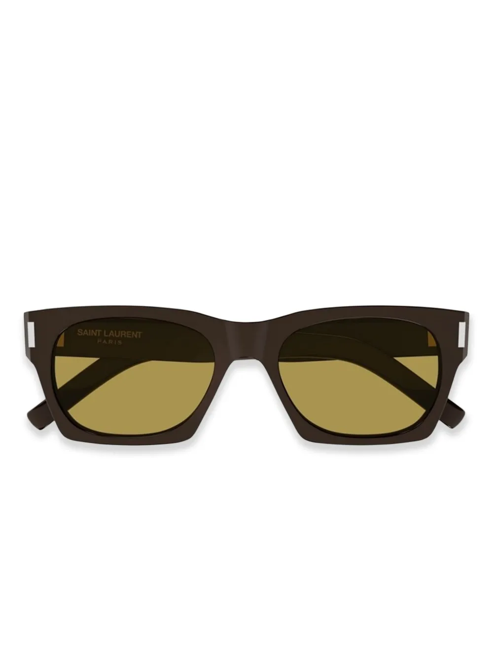 Saint Laurent Zonnebril met vierkant montuur Bruin