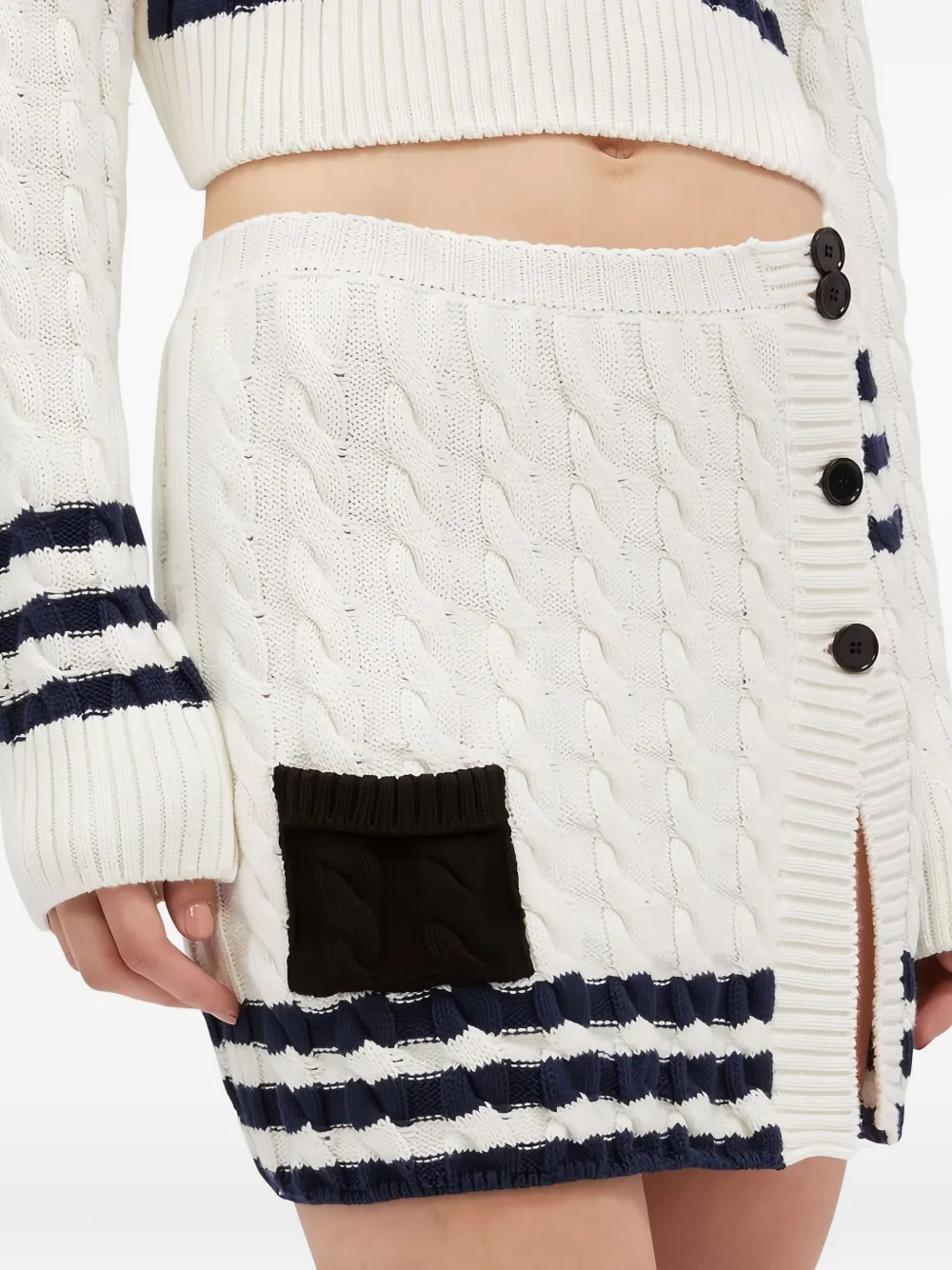 MSGM Kabelgebreide gestreepte mini-rok Wit