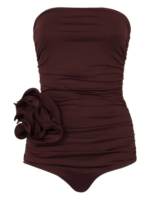 Magda Butrym draped rose-applique swimsuit