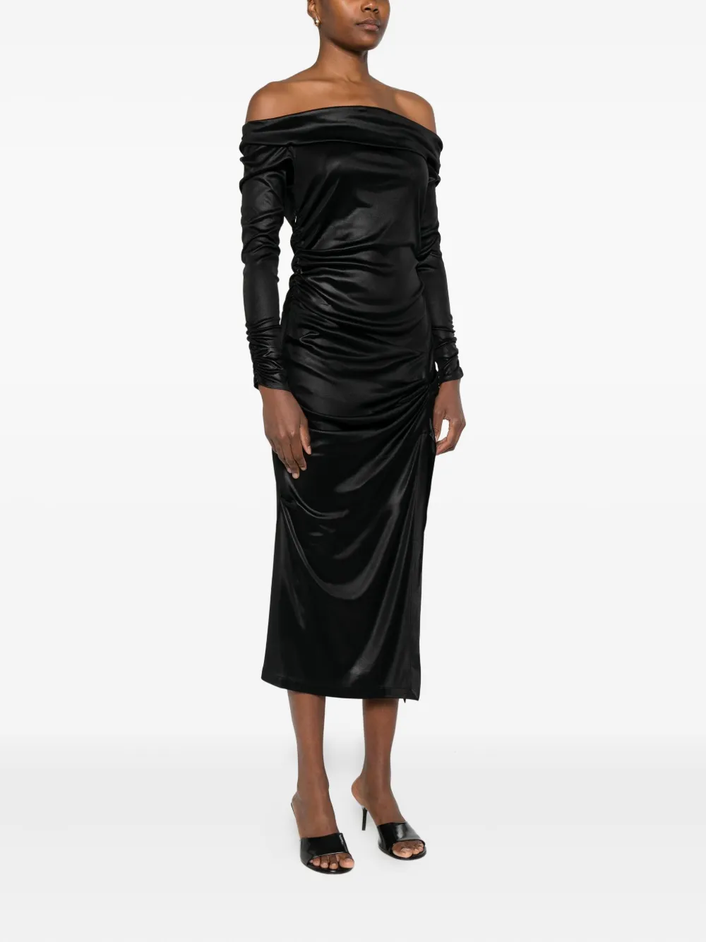 Isabel Marant Off-shoulder Draped Midi Dress In Black