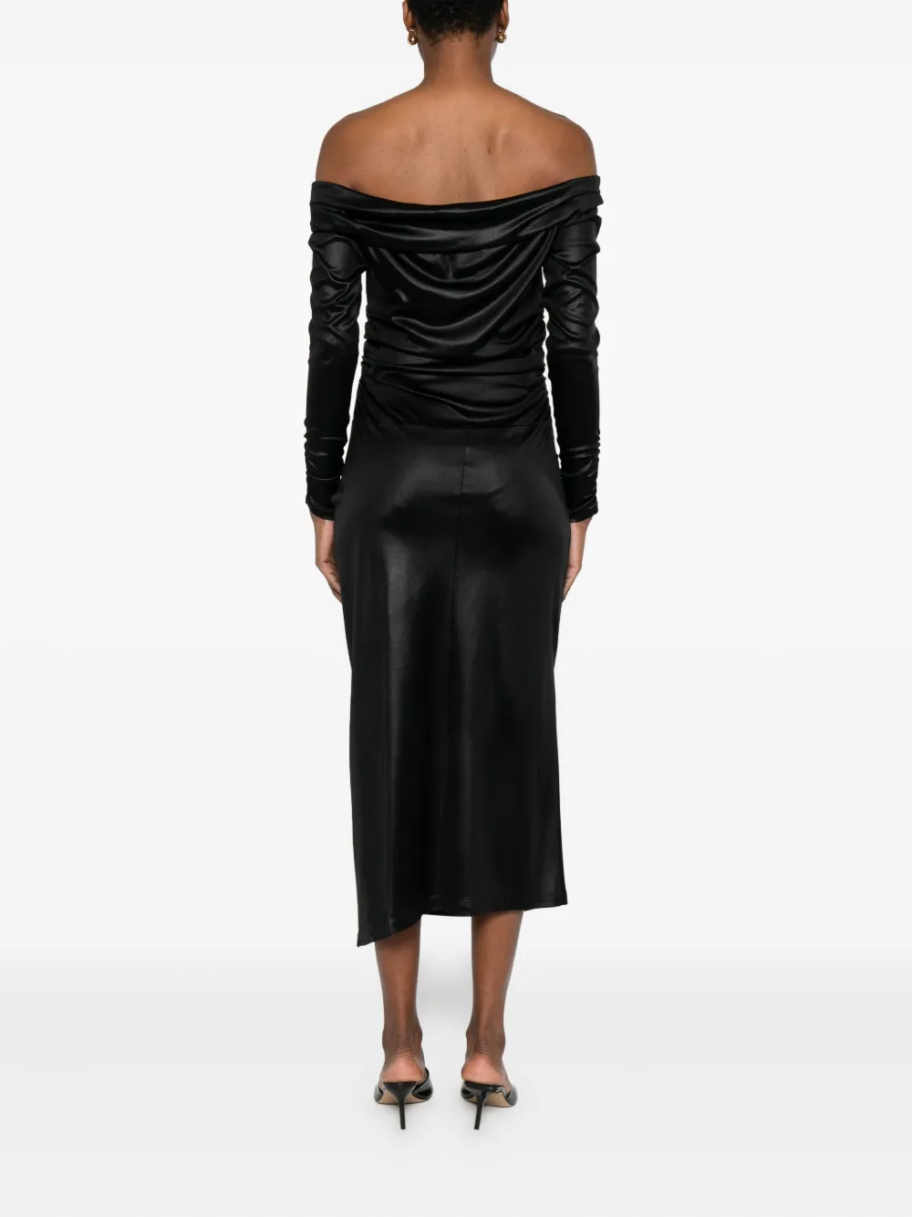 Isabel Marant Off-shoulder Draped Midi Dress In Black