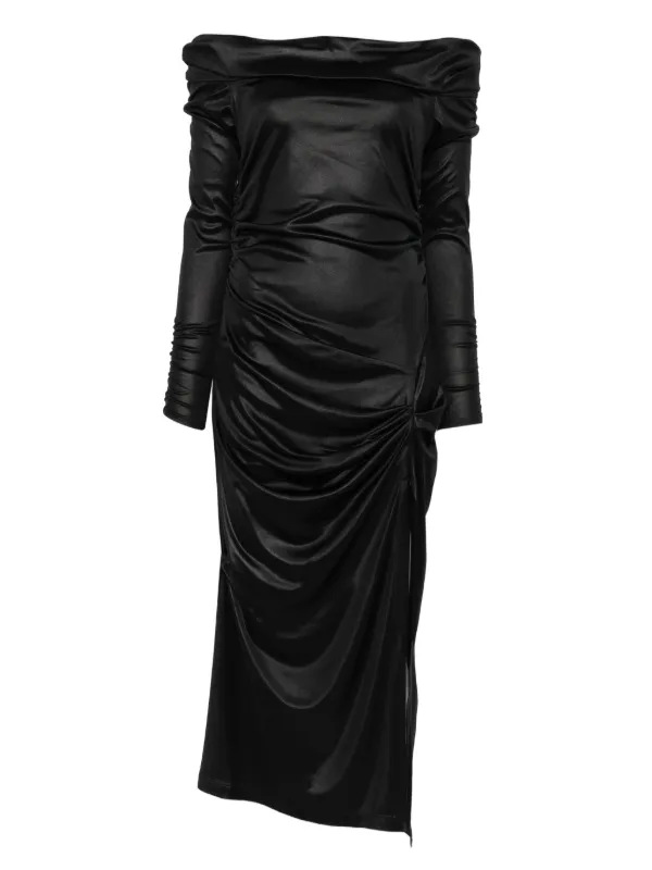 isabel marant evening dress ISABEL MARANT off-shoulder Draped Midi Dress | Black
