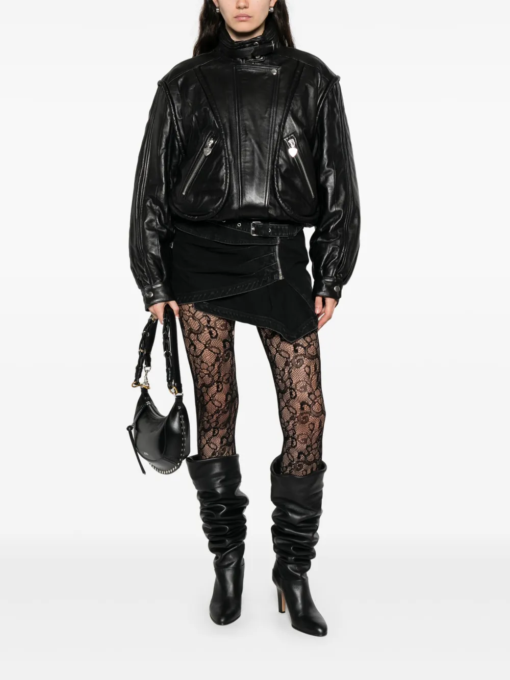ISABEL MARANT Siyen belted zip-front denim skirt - Zwart