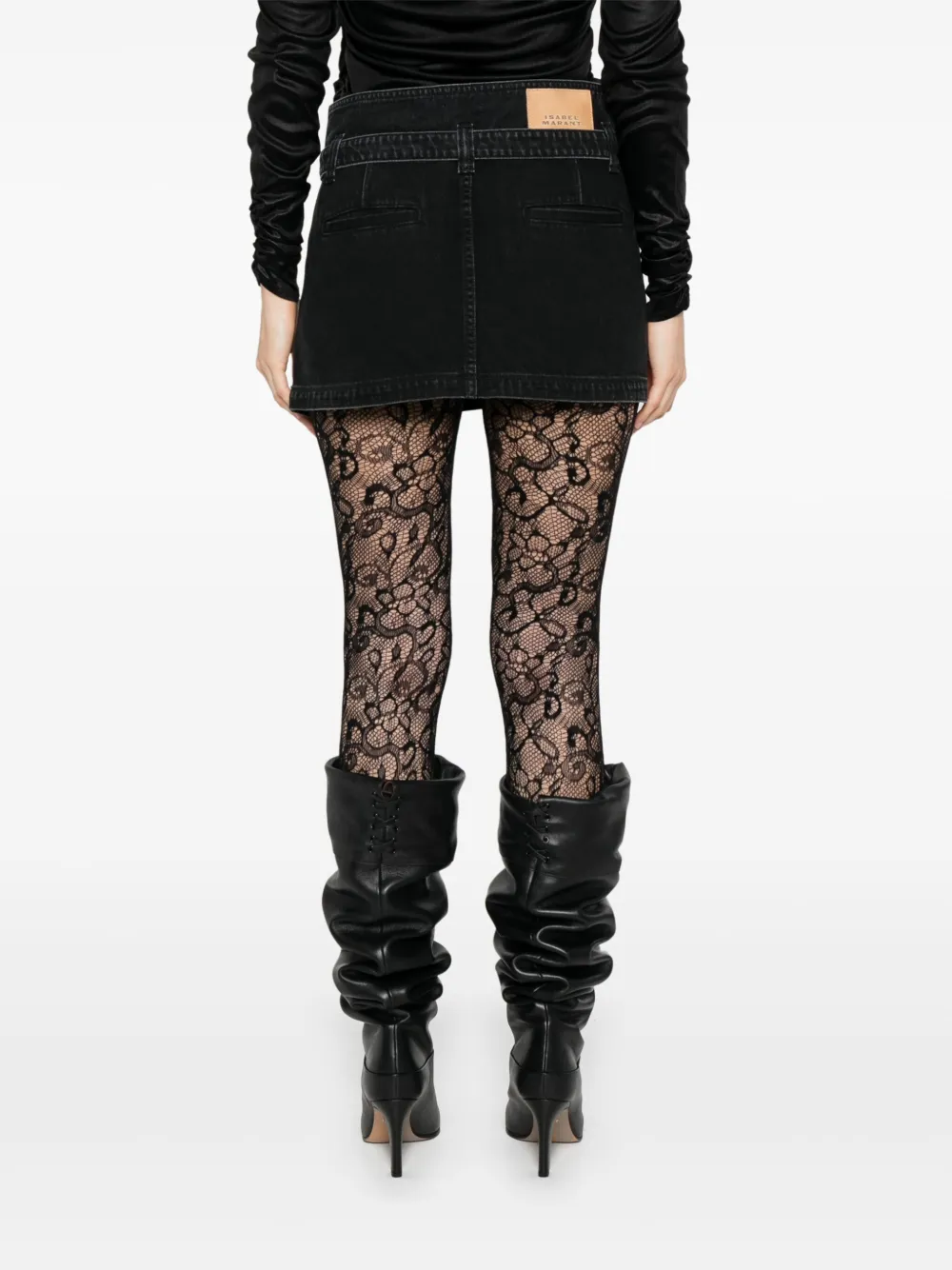 Isabel Marant Siyen Belted Zip-front Denim Skirt In Black