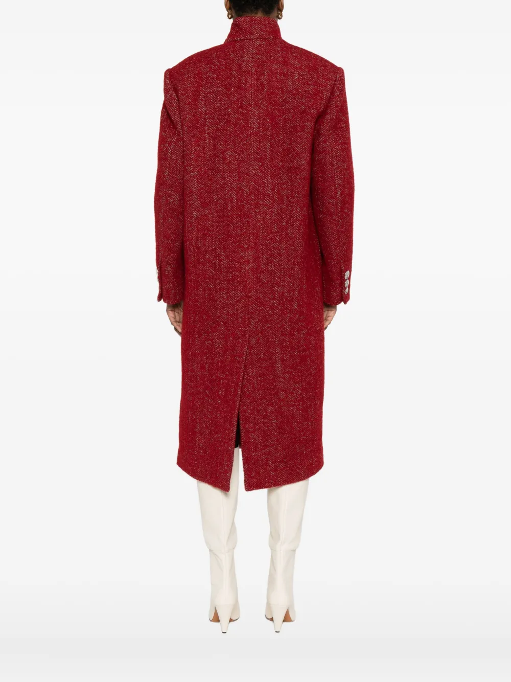 Isabel Marant Herringbone Double-breasted Coat In Red