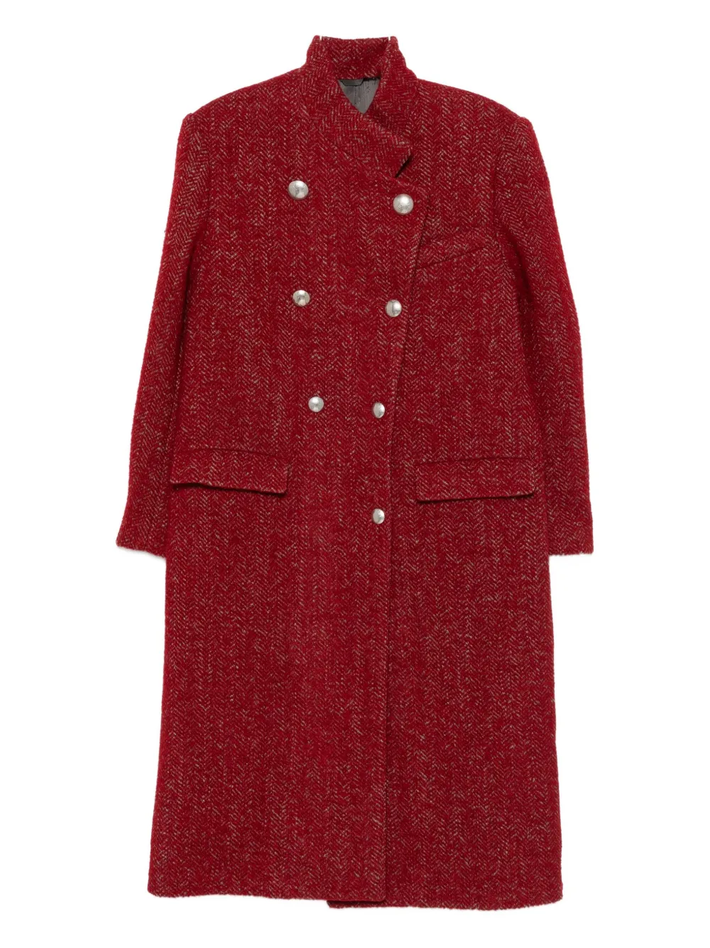 Isabel Marant Herringbone Double-breasted Coat In Red