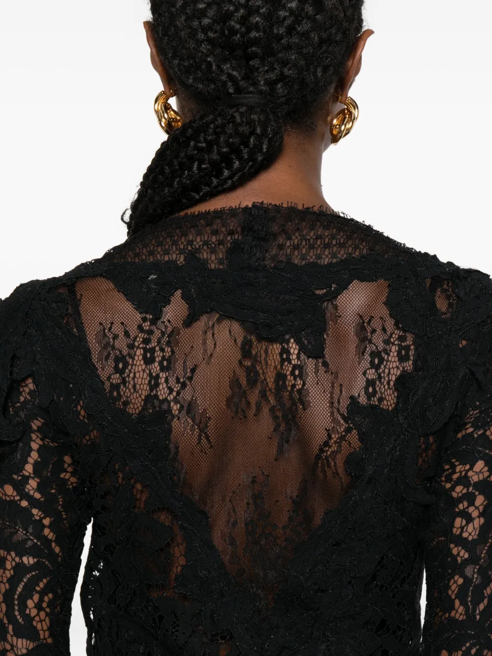 ISABEL MARANT Rubiana midi-jurk met bloemenkant Zwart