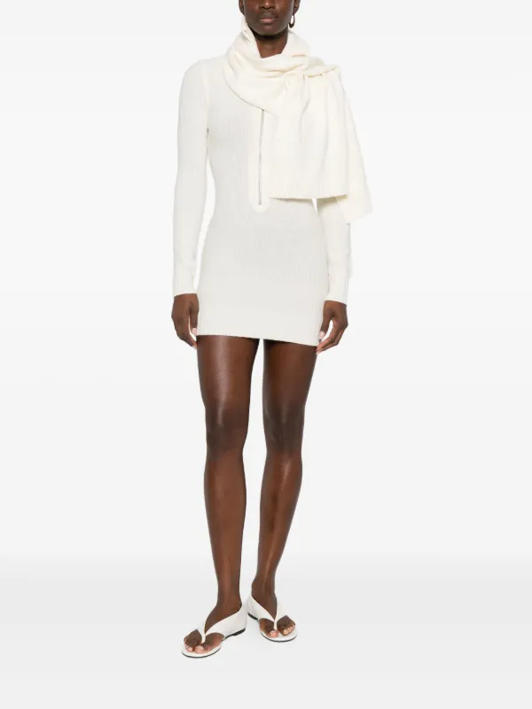 Aya Muse Amar Scarf Mini Dress - Neutrals