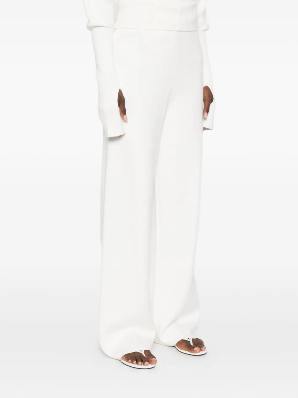Aya Muse Seam-detail Trousers In White