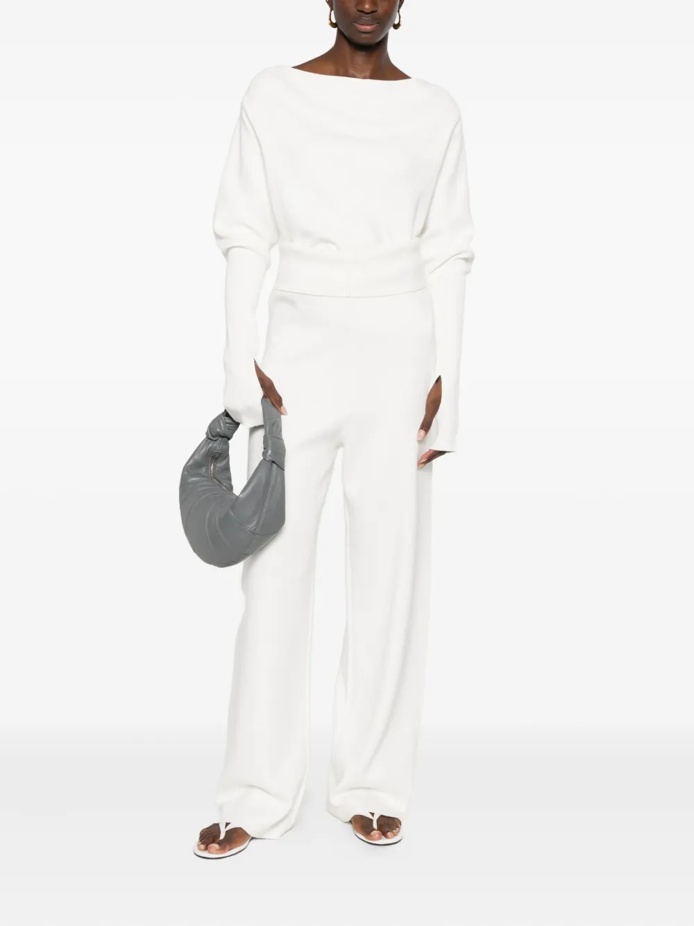 Aya Muse Seam-detail Trousers In White