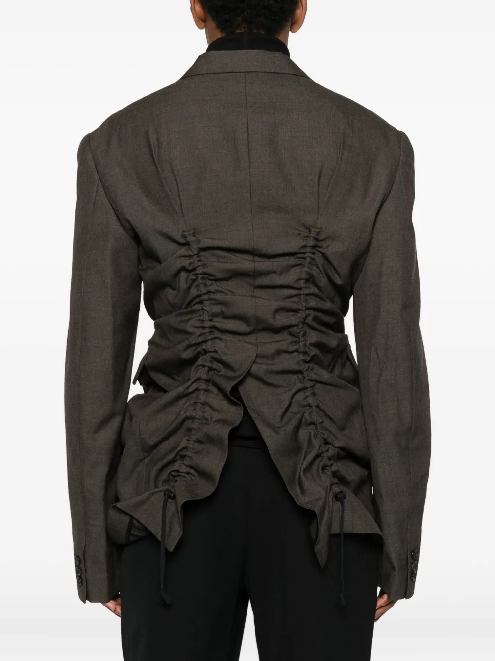 Comme Des Garçons Shirt Ruched Gabardine Jacket In Gray