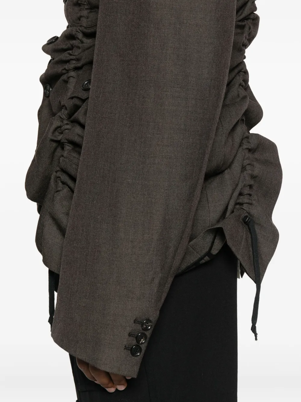 Comme Des Garçons Shirt Ruched Gabardine Jacket In Gray