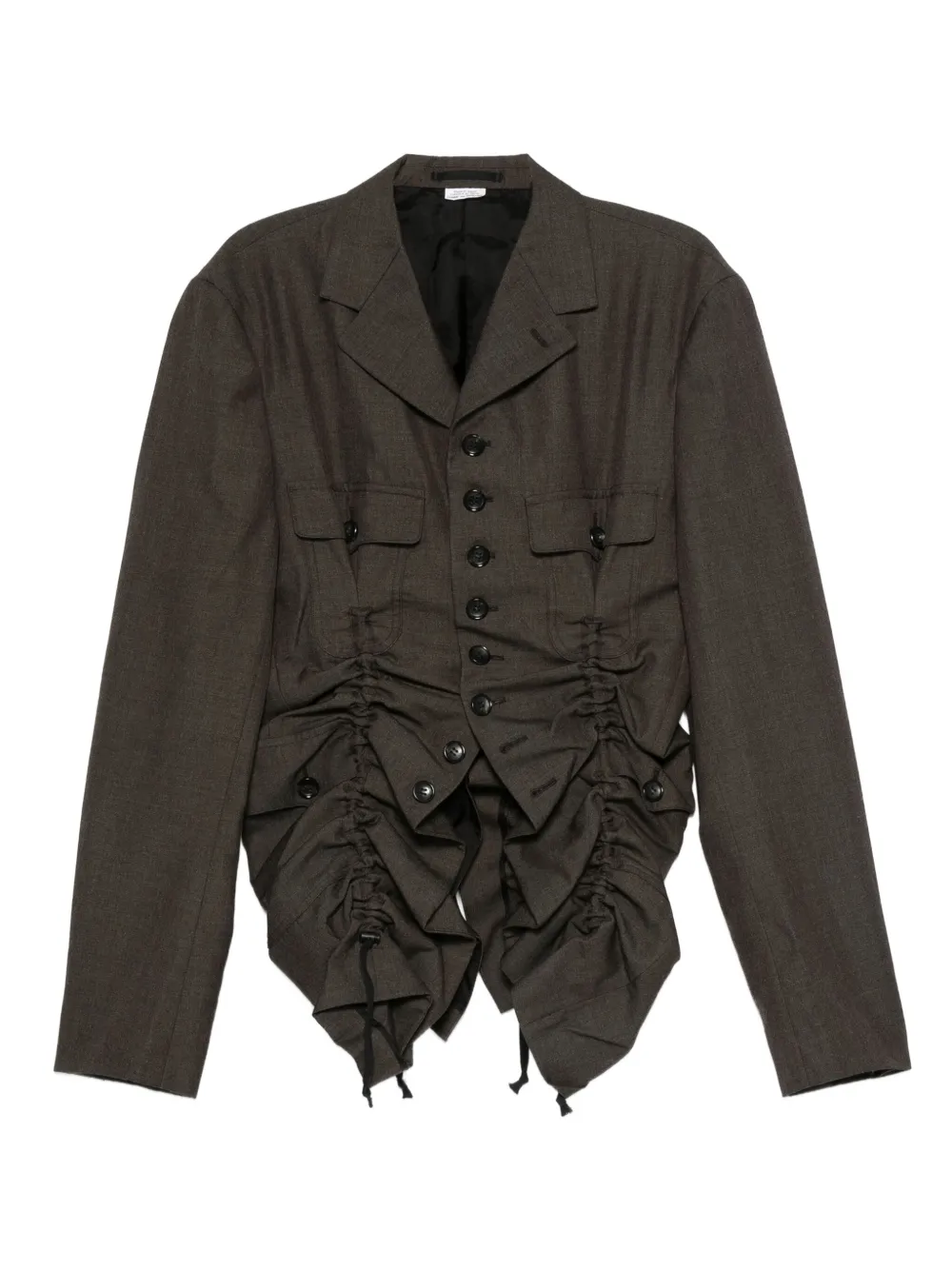 Comme Des Garçons Shirt Ruched Gabardine Jacket In Gray