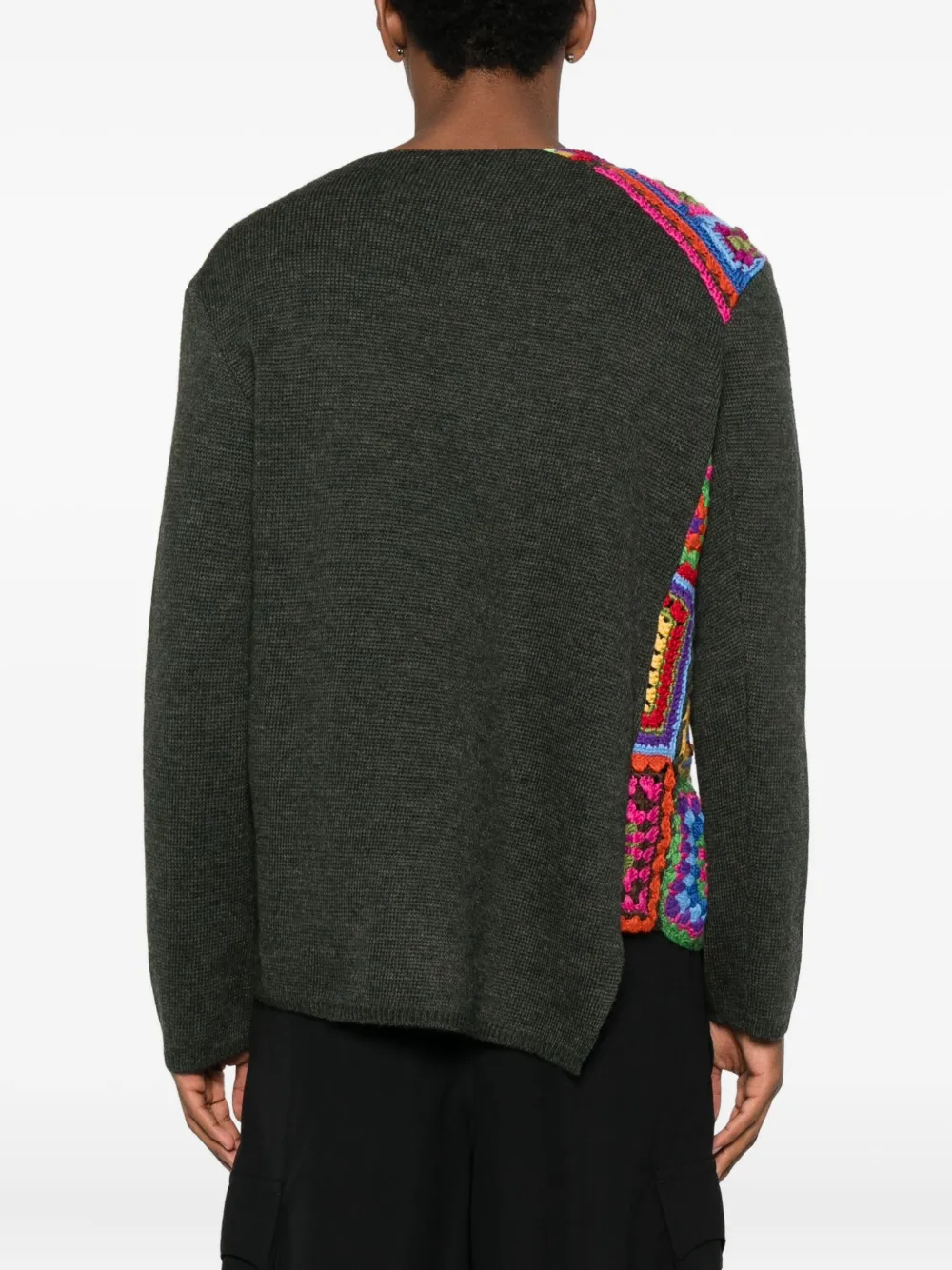 Comme Des Garçons Homme Deux Mens Multi X Top Khaki Crochet Crewneck Wool-blend Jumper In Multi