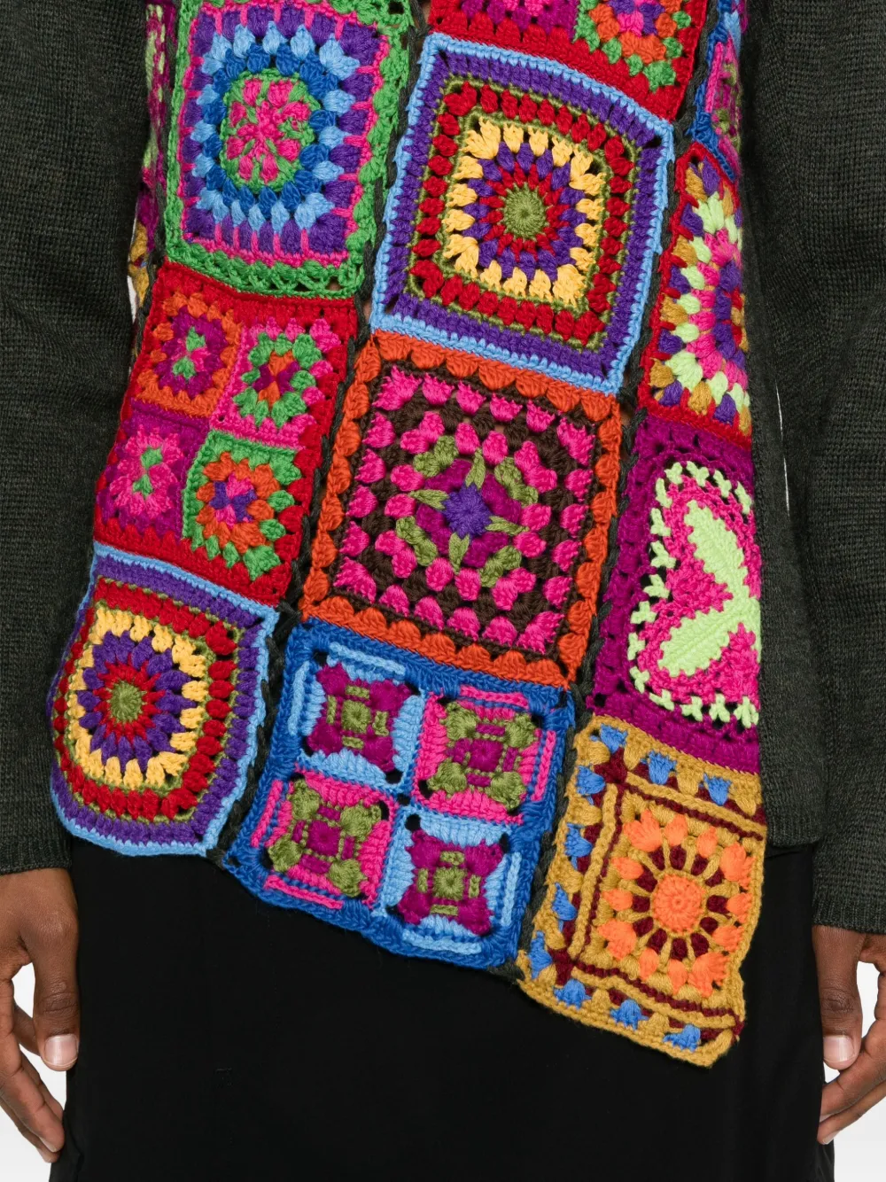 Comme Des Garçons Homme Deux Mens Multi X Top Khaki Crochet Crewneck Wool-blend Jumper In Multi