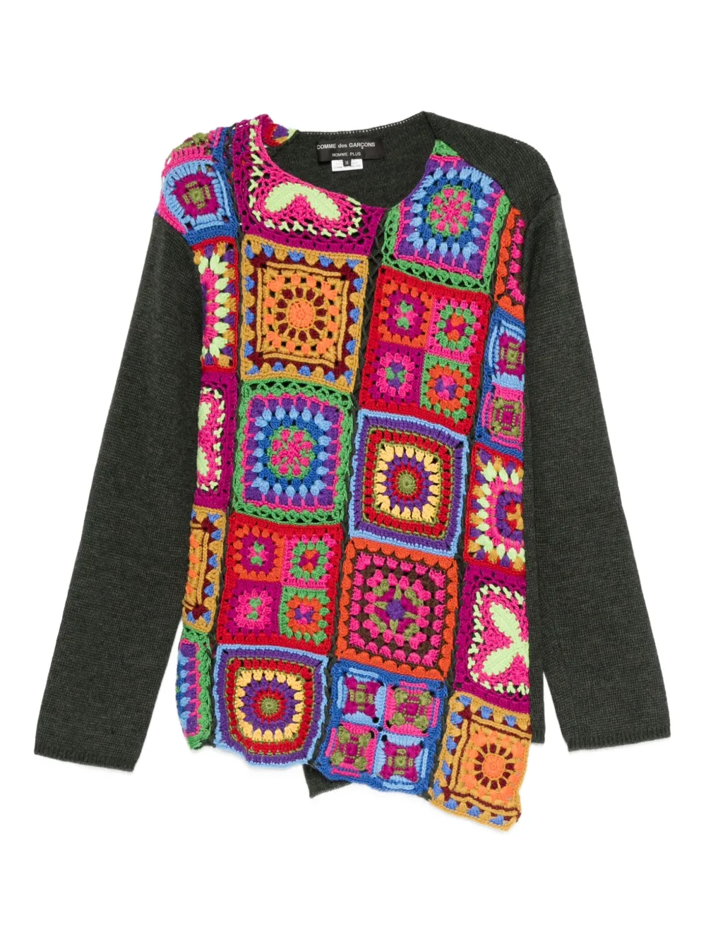 Comme des Garçons Homme Plus crochet-panel wool sweater | Red | Image 1
