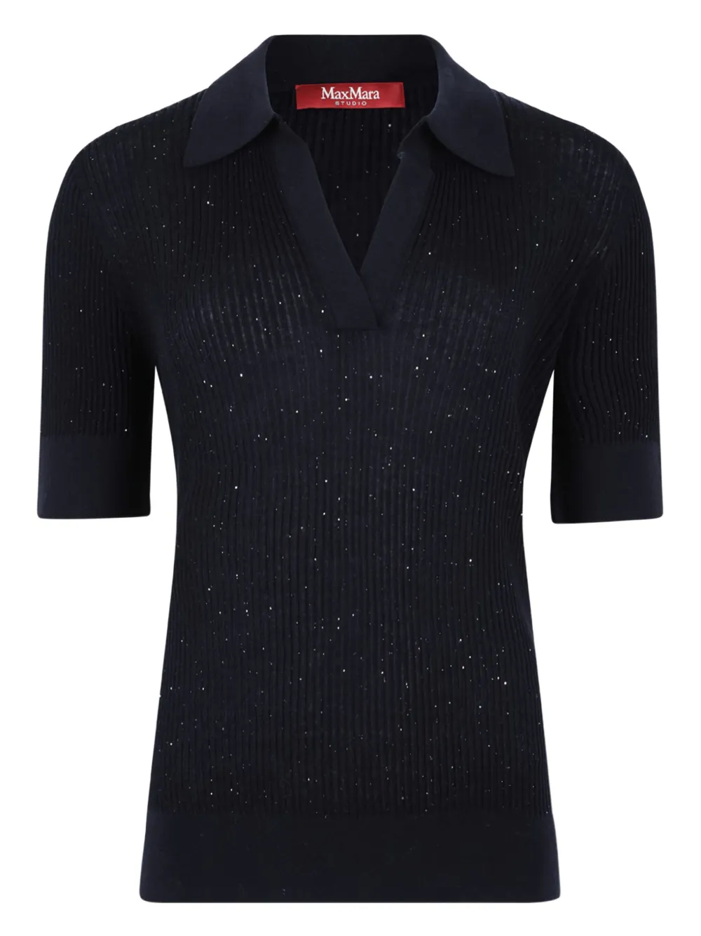 Max Mara ribbed glitter top Zwart