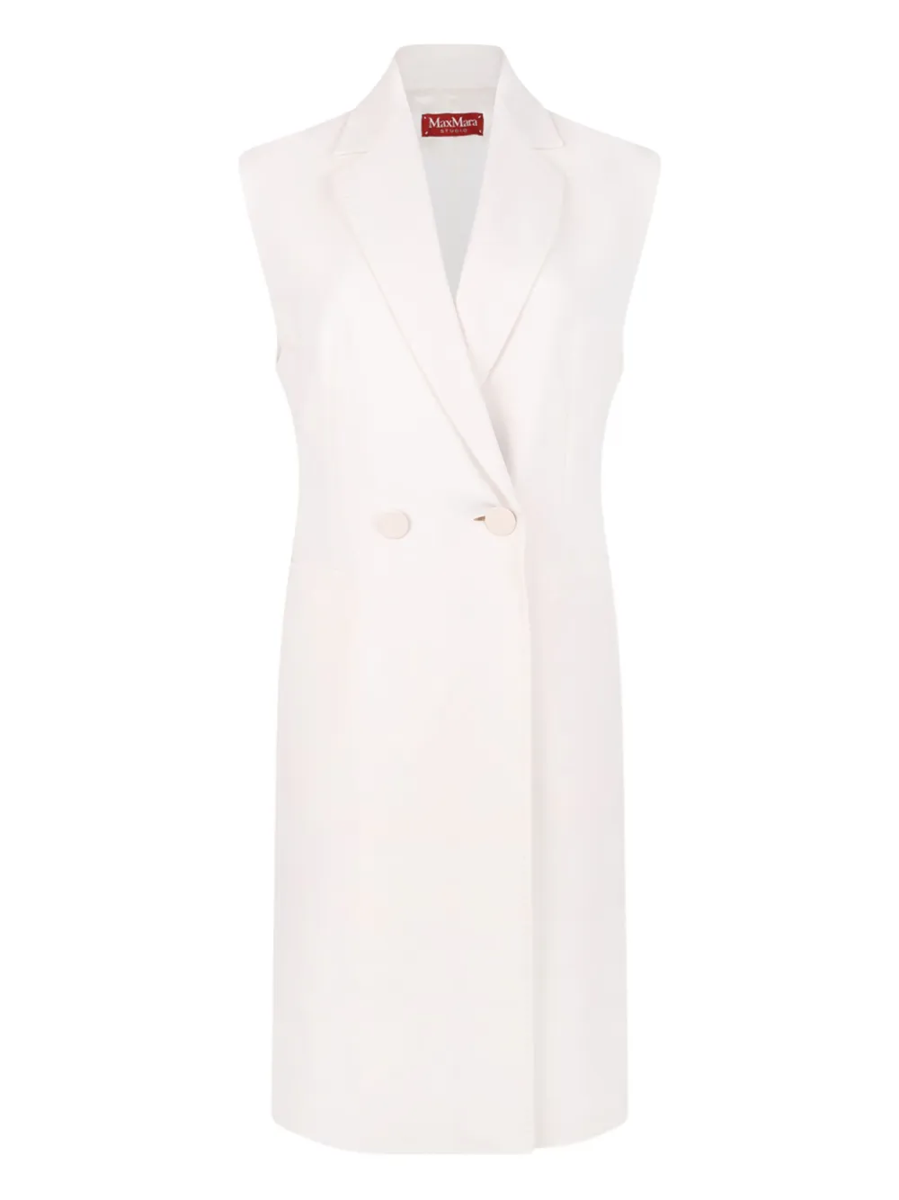 Max Mara double-breasted sleeveless coat Wit