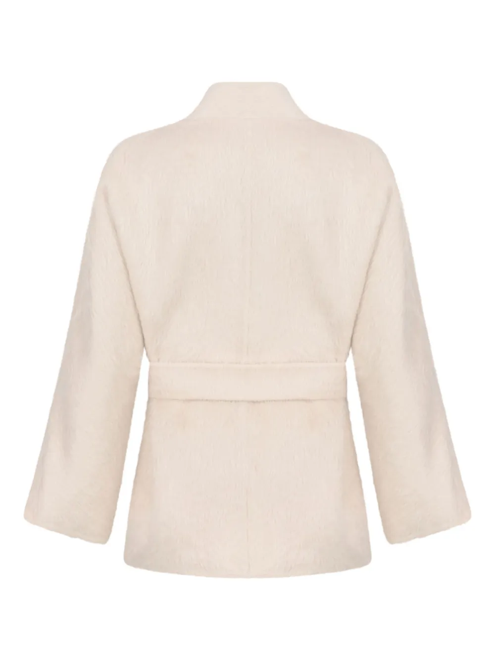 Max Mara Studio Long-sleeved Belted Coat In Neutral