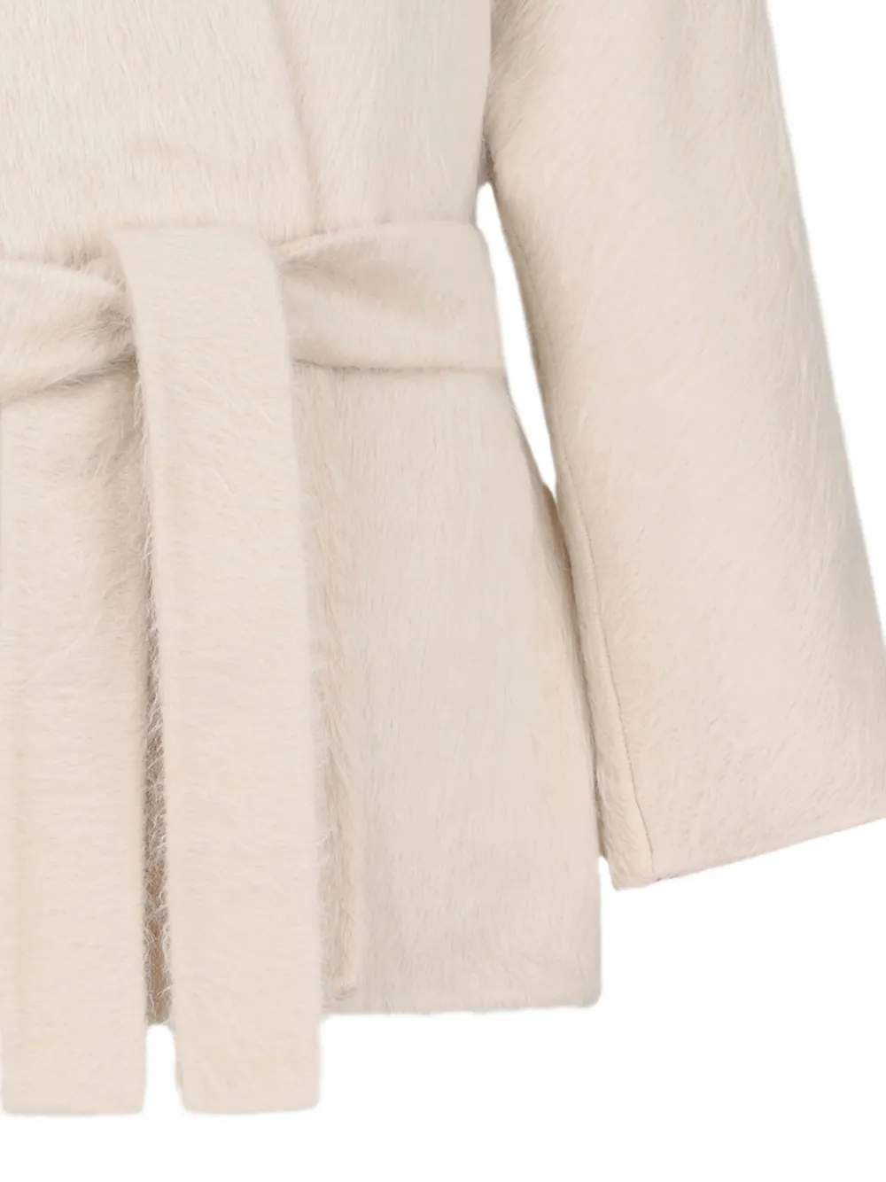 Max Mara Studio Long-sleeved Belted Coat In Neutral