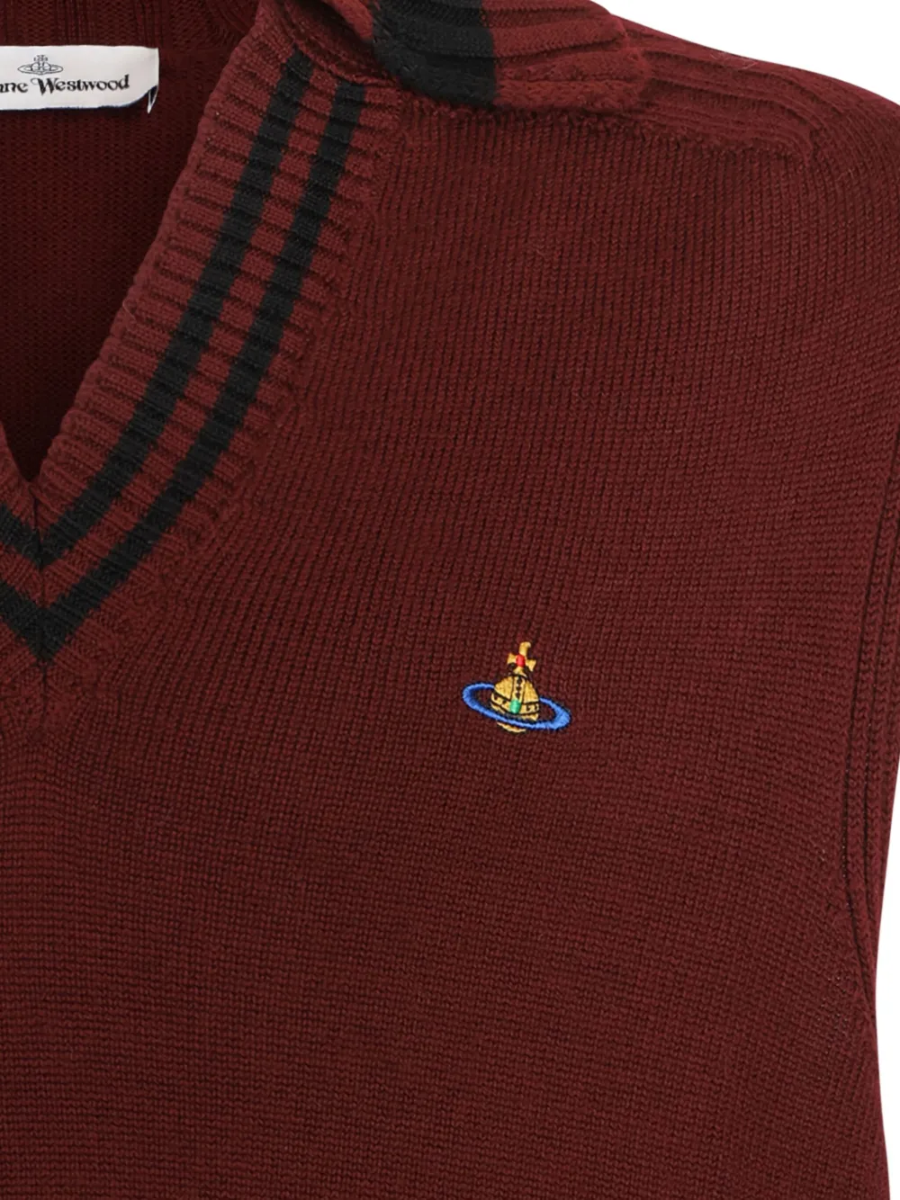 Vivienne Westwood Striped Sleeveless Jacket In Burgundy