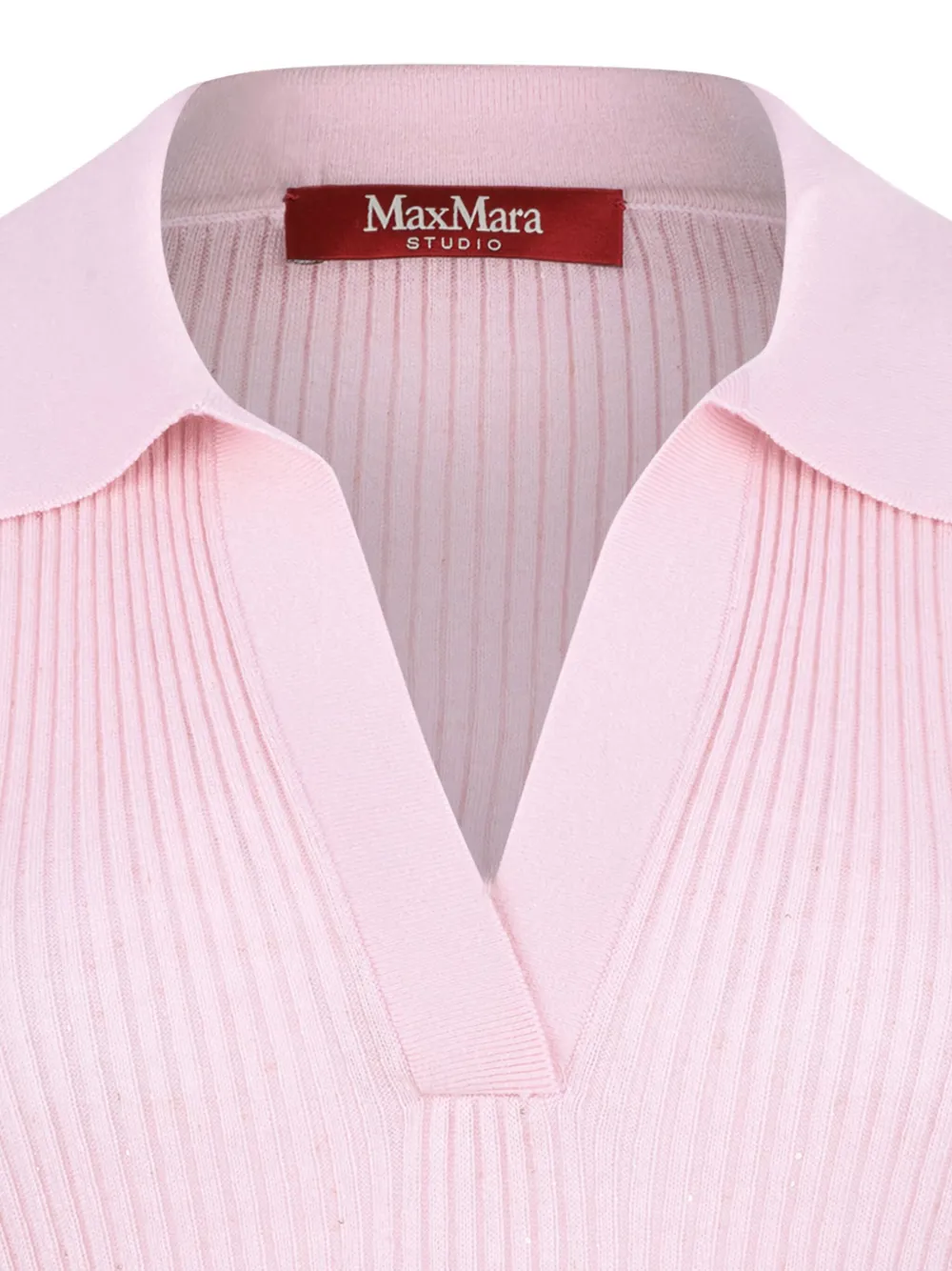 Max Mara ribbed v-neck top Roze