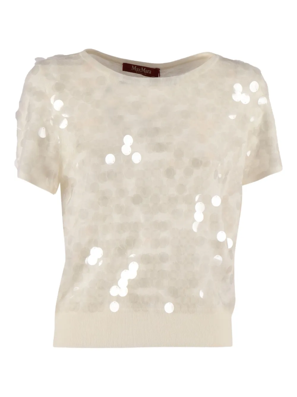 Max Mara スパンコール Tシャツ - ホワイト Max Mara スパンコール Tシャツ - ホワイト