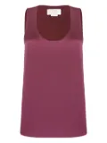 Genny scoop-neck side-split top - Red