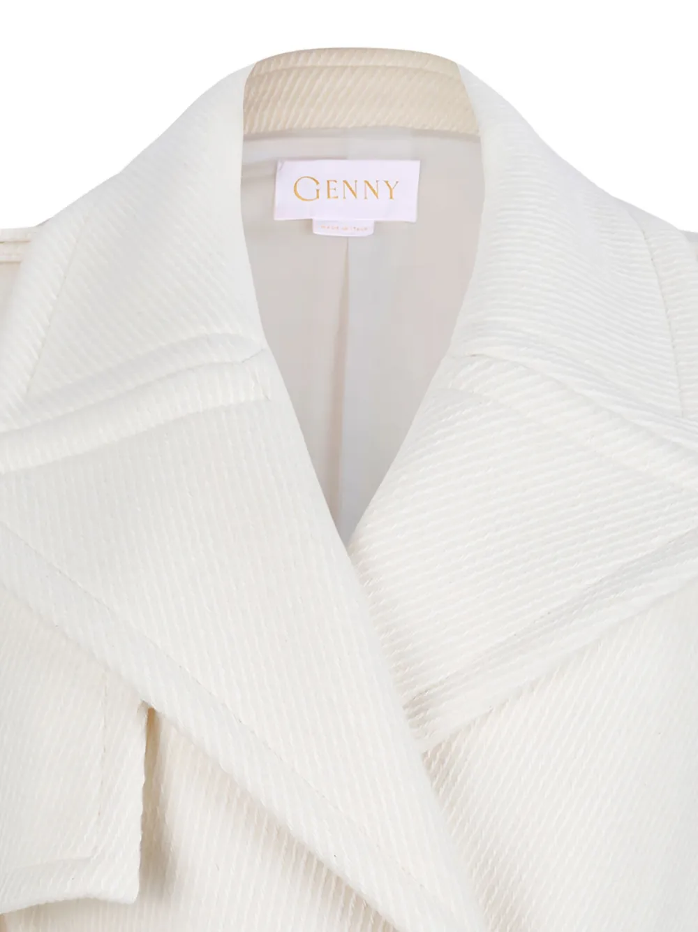 Genny Belted Lapels Coat In White