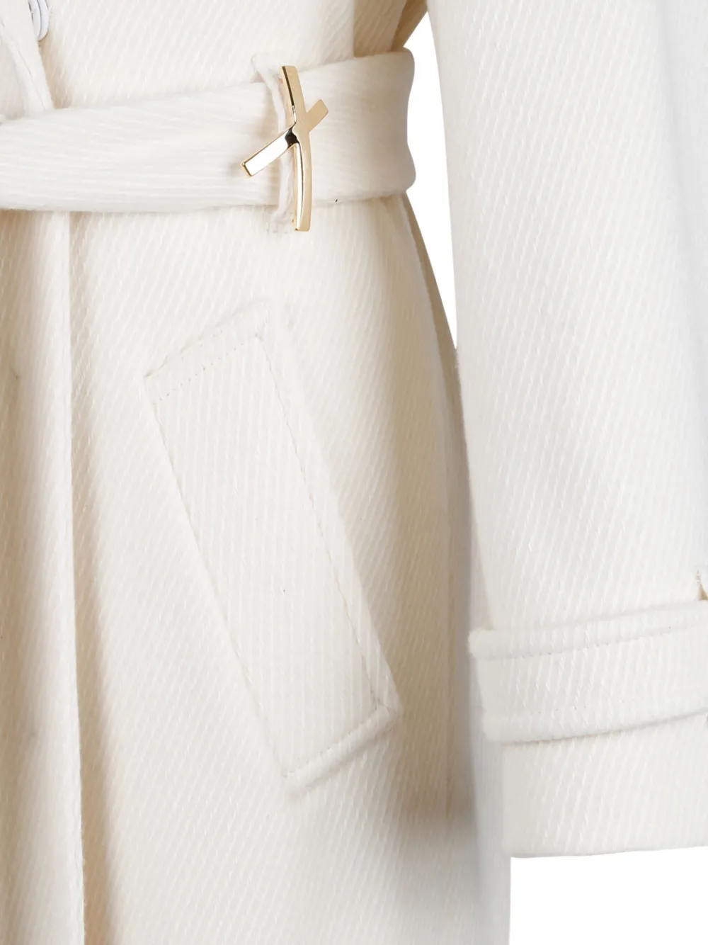 Genny Belted Lapels Coat In White